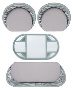 Halcott 4-Piece Mid-Century Modern Living Set with Stylish Barrel Chairs and Glass Coffee Table