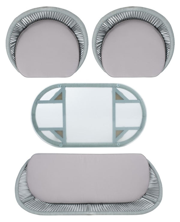 Halcott 4-Piece Mid-Century Modern Living Set with Stylish Barrel Chairs and Glass Coffee Table