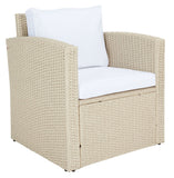 Safavieh Nyra Dining Set Beige/White Cushion Wicker / Steel Frame PAT7700B-3BX