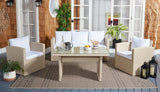 Safavieh Nyra Dining Set Beige/White Cushion Wicker / Steel Frame PAT7700B-3BX