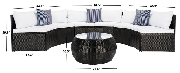 Safavieh Jesvita Living Set Black/White Cushion/Navy Thin Stripe PAT7701A-4BX