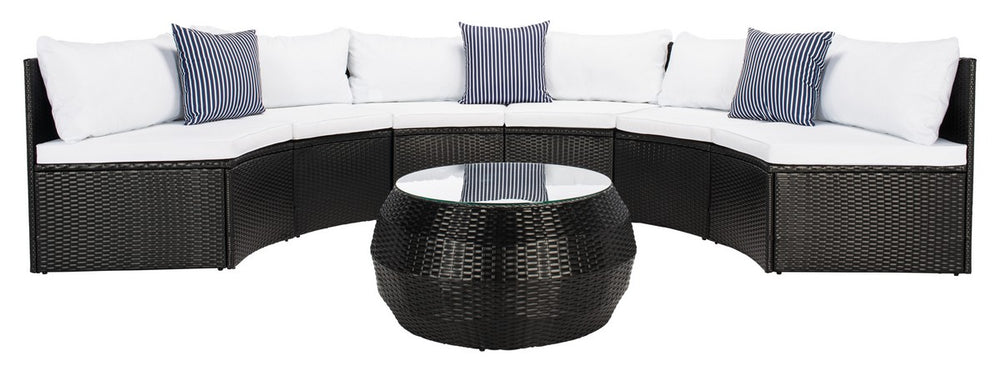 Safavieh Jesvita Living Set Black/White Cushion/Navy Thin Stripe PAT7701A-4BX