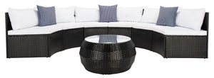 Safavieh Jesvita Living Set Black/White Cushion/Navy Thin Stripe PAT7701A-4BX