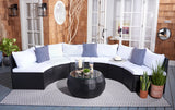 Safavieh Jesvita Living Set Black/White Cushion/Navy Thin Stripe PAT7701A-4BX