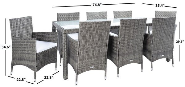 Hailee Dining Set – Contemporary Chic Outdoor Dining Experience with Glass Top Table and Wicker Chairs