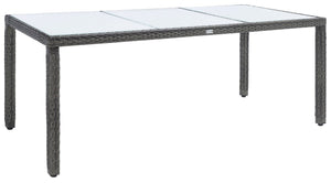 Hailee Dining Set – Contemporary Chic Outdoor Dining Experience with Glass Top Table and Wicker Chairs