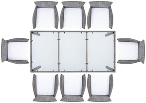 Hailee Dining Set – Contemporary Chic Outdoor Dining Experience with Glass Top Table and Wicker Chairs