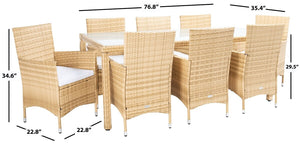 Hailee Dining Set – Contemporary Chic Outdoor Dining Experience with Glass Top Table and Wicker Chairs