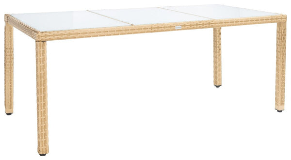 Hailee Dining Set – Contemporary Chic Outdoor Dining Experience with Glass Top Table and Wicker Chairs