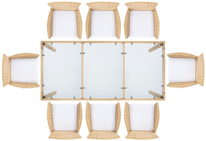 Hailee Dining Set – Contemporary Chic Outdoor Dining Experience with Glass Top Table and Wicker Chairs