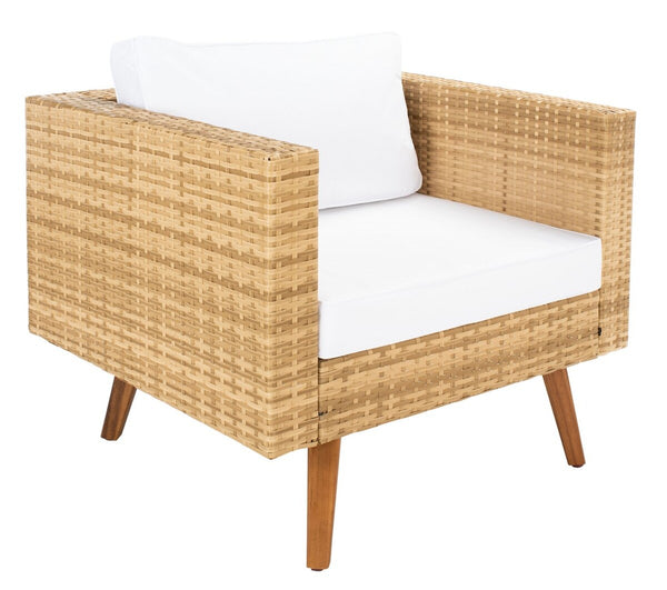 Presla 6 Piece Living Set - Modern Coastal Outdoor Furniture with Stylish Wicker and Acacia Legs