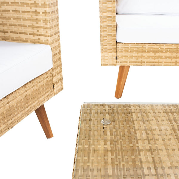 Presla 6 Piece Living Set - Modern Coastal Outdoor Furniture with Stylish Wicker and Acacia Legs