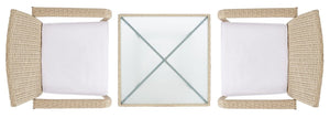 Laban Bistro Set - Contemporary 3-Piece Patio Collection with Plush Cushions and Elegant Glass Table