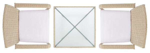 Laban Bistro Set - Contemporary 3-Piece Patio Collection with Plush Cushions and Elegant Glass Table