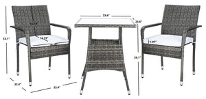 Laban Bistro Set - Contemporary 3-Piece Patio Collection with Plush Cushions and Elegant Glass Table