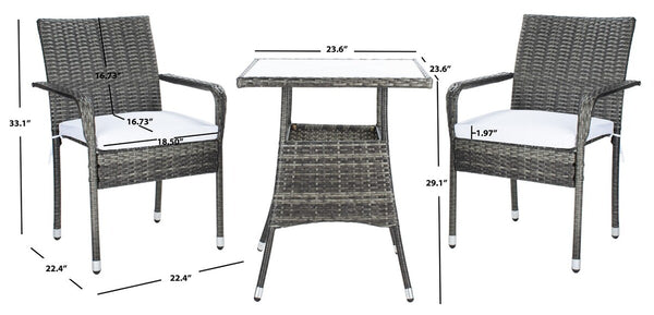 Laban Bistro Set - Contemporary 3-Piece Patio Collection with Plush Cushions and Elegant Glass Table
