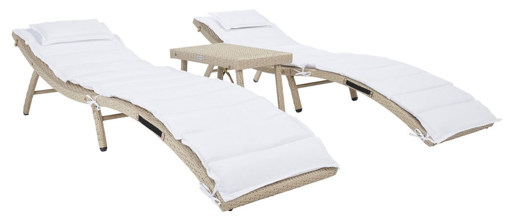 Carew 3 Piece Sun Lounger Set - Relax in Style with Plush Cushions and Elegant Rattan Design!