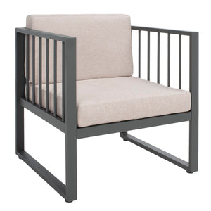 Safavieh Holyoke 4 Pc Living Set Grey/Light Grey Cushion Steel: 80%, Cushion: 20%,  PAT7726B