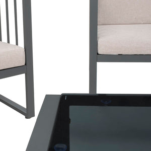 Safavieh Holyoke 4 Pc Living Set Grey/Light Grey Cushion Steel: 80%, Cushion: 20%,  PAT7726B