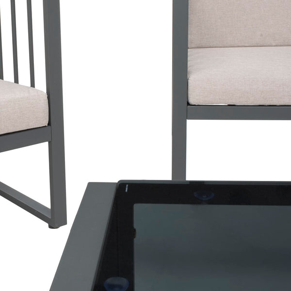 Safavieh Holyoke 4 Pc Living Set Grey/Light Grey Cushion Steel: 80%, Cushion: 20%,  PAT7726B