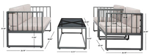 Safavieh Holyoke 4 Pc Living Set Grey/Light Grey Cushion Steel: 80%, Cushion: 20%,  PAT7726B
