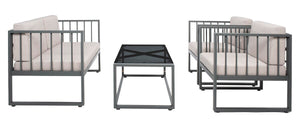 Safavieh Holyoke 4 Pc Living Set Grey/Light Grey Cushion Steel: 80%, Cushion: 20%,  PAT7726B