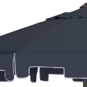 Safavieh Zimmerman Umbrella with Flap UV Resistant 9' Crank Market Auto Tilt Navy Brown Metal Hardwood Polyester Aluminum PAT8000A 889048036253