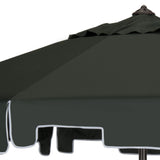 Safavieh Zimmerman Umbrella Flap UV Resistant 9' Crank Market Auto Tilt Dark Green Brown Metal Hardwood Polyester Aluminum PAT8000B 889048036260