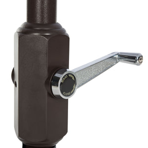 Safavieh Zimmerman Umbrella with Flap UV Resistant 9' Crank Market Auto Tilt Yellow White Brown Metal Hardwood Poly Aluminum PAT8000F 889048164703