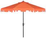 Safavieh Zimmerman Umbrella with Flap UV Resistant 9' Crank Market Auto Tilt Orange White Brown Metal Hardwood Poly Aluminum PAT8000G 889048164710