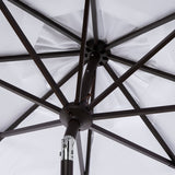 Safavieh Uv Resistant Zimmerman 9 Ft Crank Market Push Button Tilt Umbrella With Flap White Metal 100% Polyester Aluminum PAT8000K