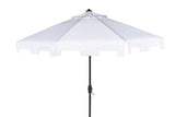 Safavieh Uv Resistant Zimmerman 9 Ft Crank Market Push Button Tilt Umbrella With Flap White Metal 100% Polyester Aluminum PAT8000K