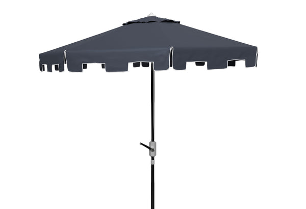Safavieh Zimmerman 9 Ft Market Umbrella in Navy and White PAT8000L 889048710245