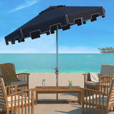 Safavieh Zimmerman 9 Ft Market Umbrella in Navy and White PAT8000L 889048710245