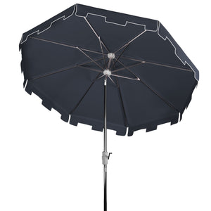 Safavieh Zimmerman 9 Ft Market Umbrella in Navy and White PAT8000L 889048710245