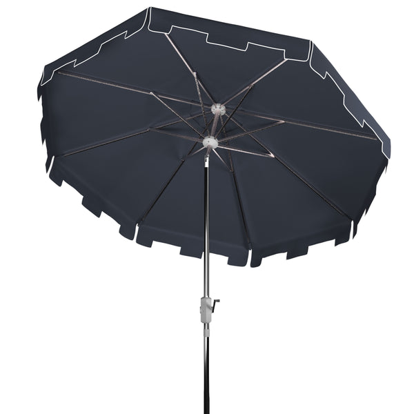 Safavieh Zimmerman 9 Ft Market Umbrella in Navy and White PAT8000L 889048710245