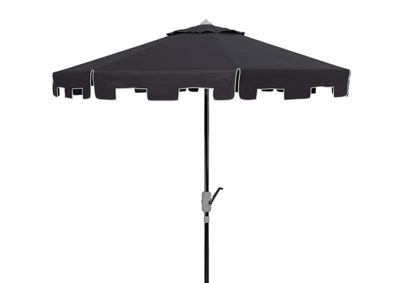 Safavieh Zimmerman 9 Ft Market Umbrella in Black and White PAT8000M 889048710252