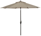 Safavieh Ortega Umbrella UV Resistant 9' Auto Tilt Crank Beige Brown Metal Fsc-Certified Hardwood Polyester Aluminum PAT8001A 889048036321