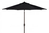 Safavieh Ortega Umbrella UV Resistant 9' Auto Tilt Crank Black Brown Metal Fsc-Certified Hardwood Polyester Aluminum PAT8001D 889048314580