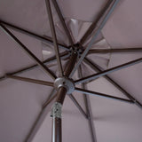 Safavieh Ortega Umbrella UV Resistant 9' Auto Tilt Crank Grey Brown Metal Fsc-Certified Hardwood Polyester Aluminum PAT8001E 889048314597