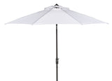 Safavieh Uv Resistant Ortega 9 Ft Auto Tilt Crank Umbrella White Metal 100% Polyester Aluminum PAT8001F
