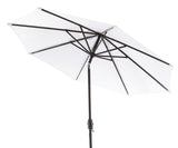 Safavieh Uv Resistant Ortega 9 Ft Auto Tilt Crank Umbrella White Metal 100% Polyester Aluminum PAT8001F