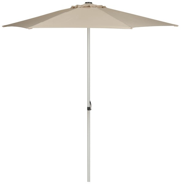 Safavieh Ortega Umbrella UV Resistant 103"W Auto Tilt Crank Beige Brown Metal Fsc-Certified Hardwood Polyester Aluminum Steel PAT8002A 889048036352