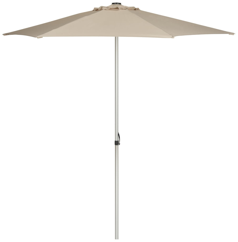 Safavieh Ortega Umbrella UV Resistant 103"W Auto Tilt Crank Beige Brown Metal Fsc-Certified Hardwood Polyester Aluminum Steel PAT8002A 889048036352
