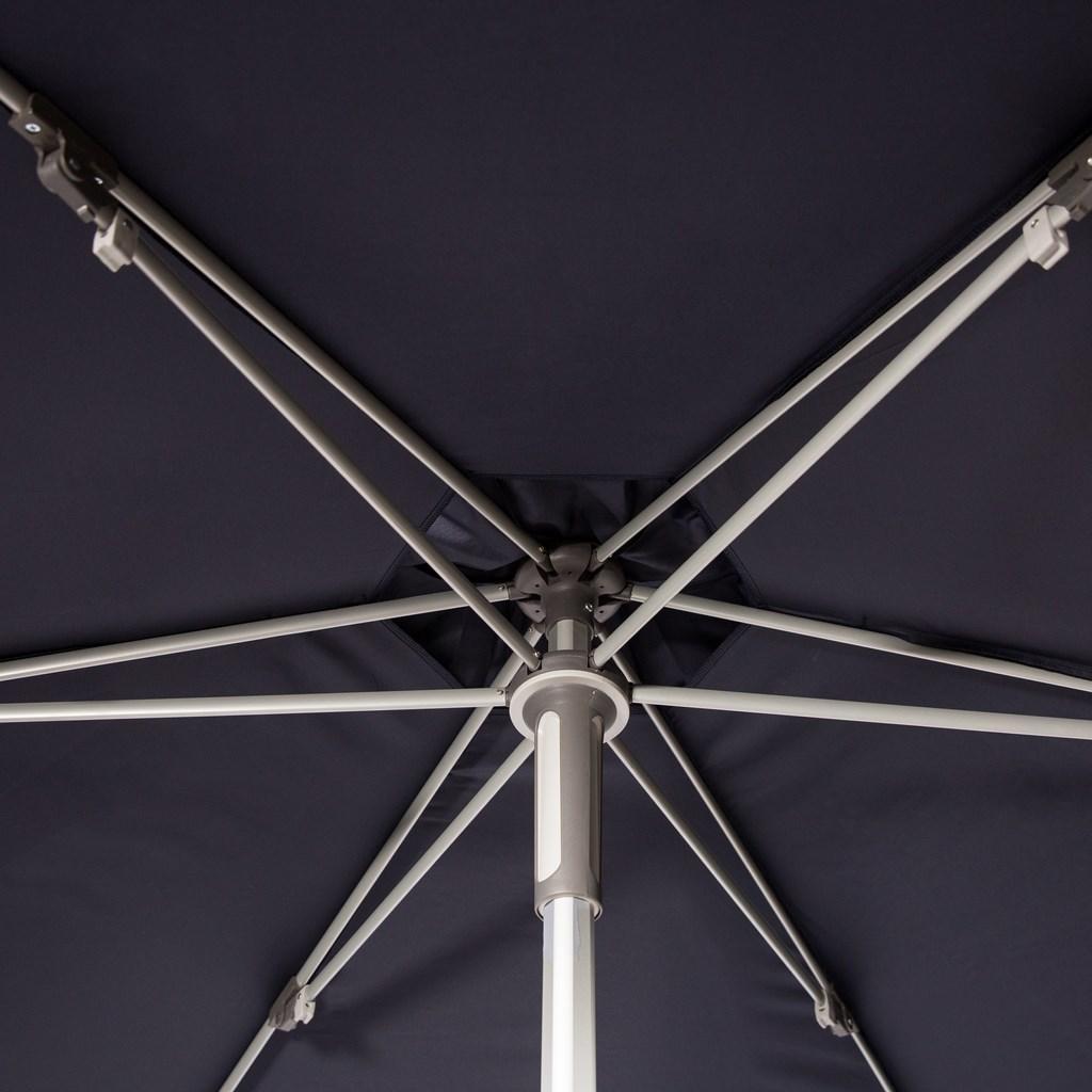 Safavieh Hurst Umbrella 9' Push Up Navy Brown Metal Fsc-Certified Hardwood Polyester Aluminum PAT8002C 889048314603