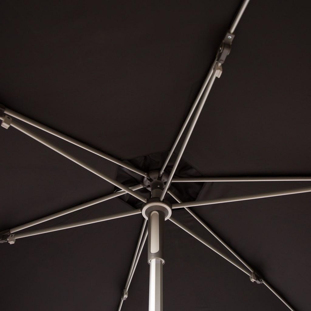 Safavieh Hurst Umbrella 9' Push Up Black Brown Metal Fsc-Certified Hardwood Polyester Aluminum PAT8002D 889048314610