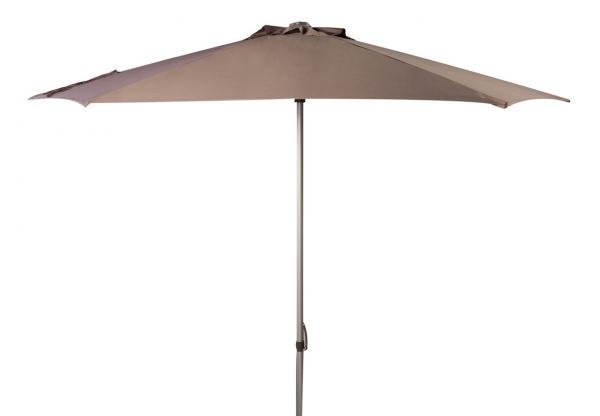 Safavieh Hurst Umbrella 9' Push Up Grey Brown Metal Fsc-Certified Hardwood Polyester Aluminum PAT8002E 889048314627