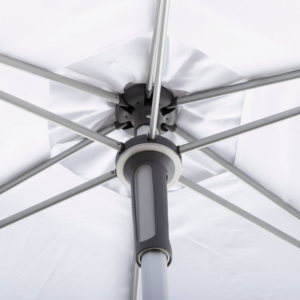 Safavieh Hurst 9 Ft Push Up Umbrella White Metal 100% Polyester Aluminum PAT8002F