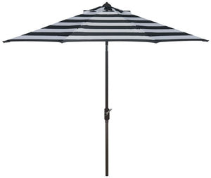 Safavieh Iris Umbrella Fashion Line UV Resistant 9' Auto Tilt Black White Brown Metal Fsc-Certified Hardwood Polyester Aluminum PAT8004A 889048189737