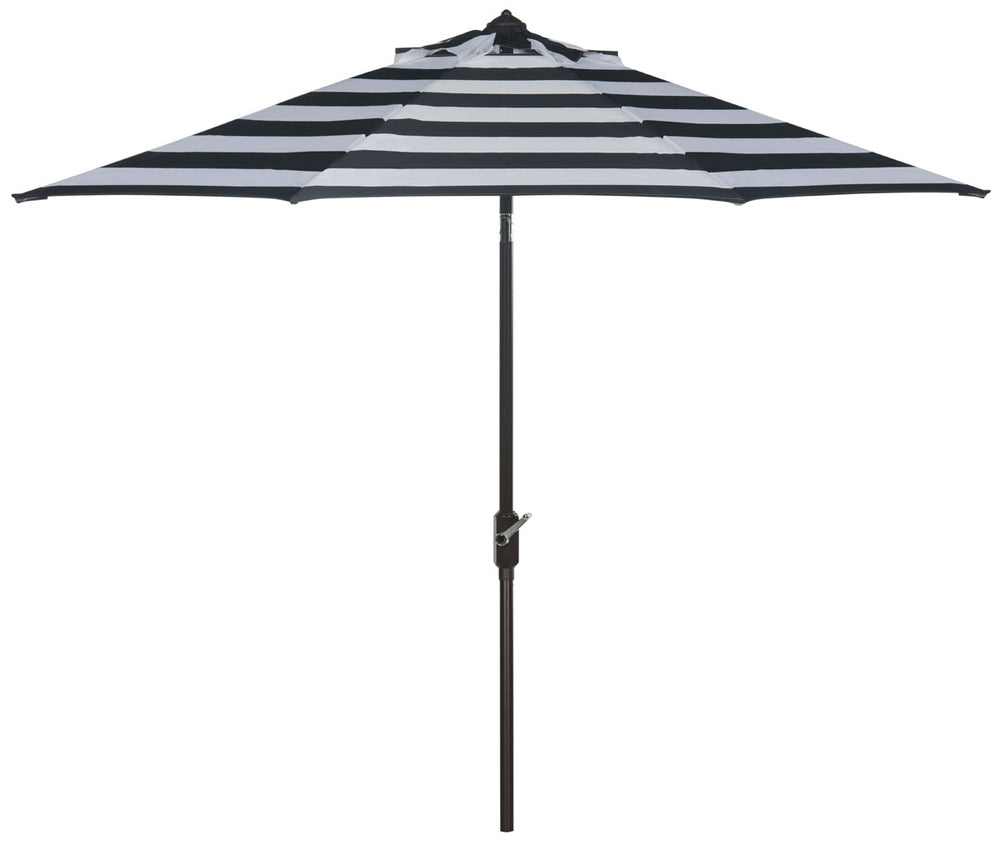 Safavieh Iris Umbrella Fashion Line UV Resistant 9' Auto Tilt Black White Brown Metal Fsc-Certified Hardwood Polyester Aluminum PAT8004A 889048189737
